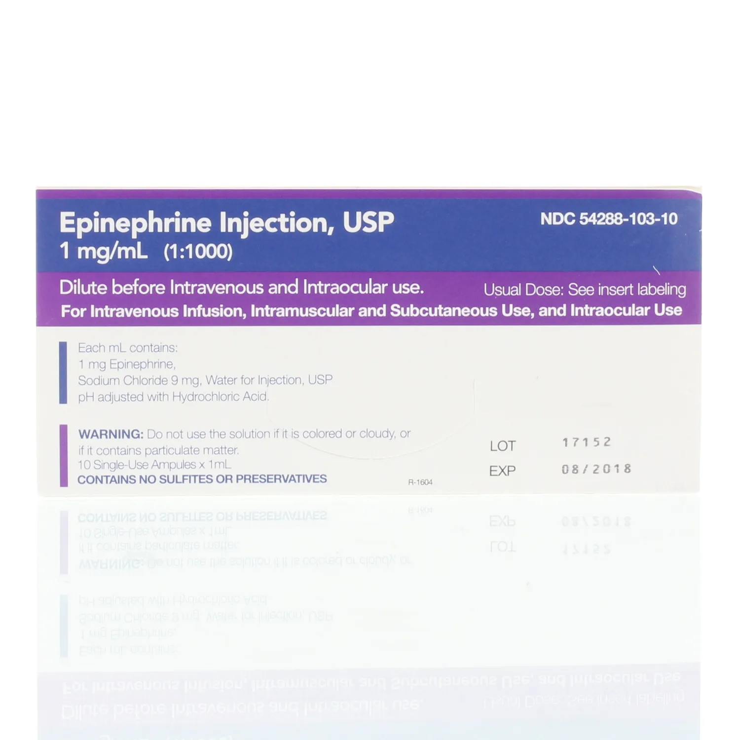 Epinephrine 1:1,000 1mg/ml 1ml Ampule - Box/10